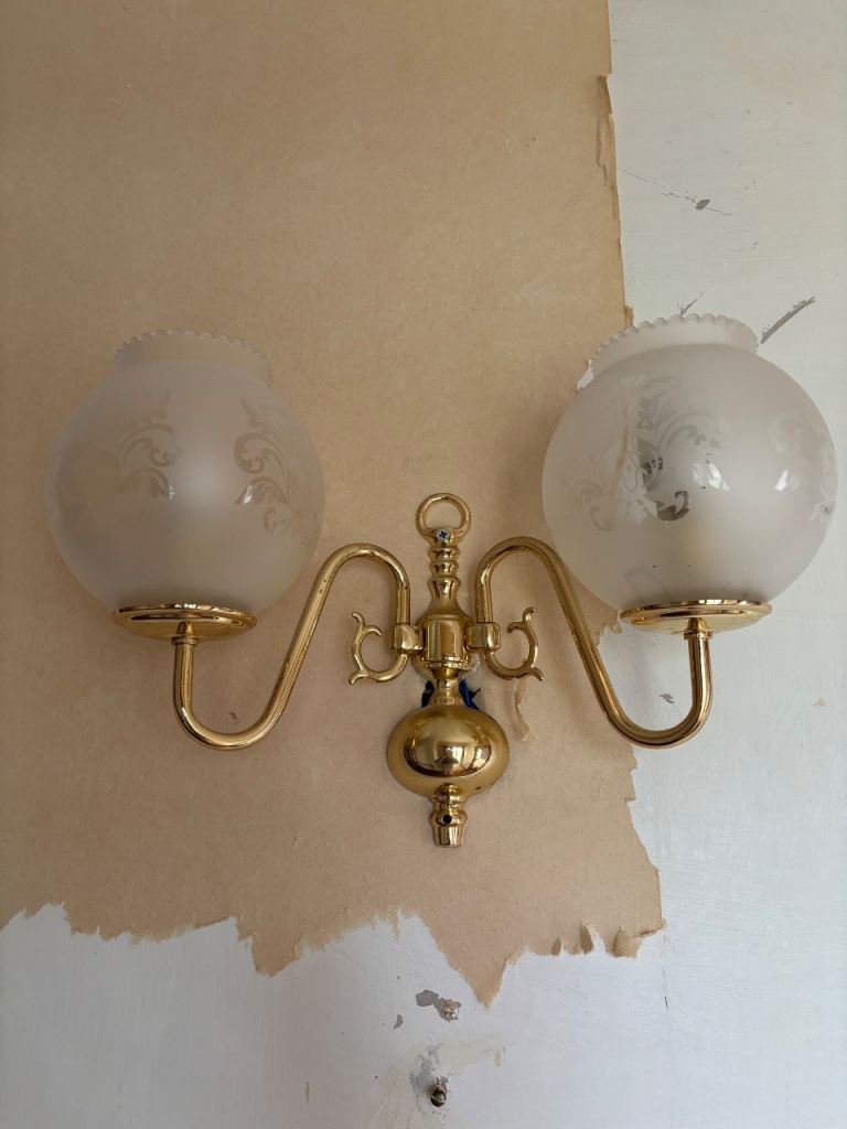 Decorative Gold Wall Light with Frosted Glass Shades