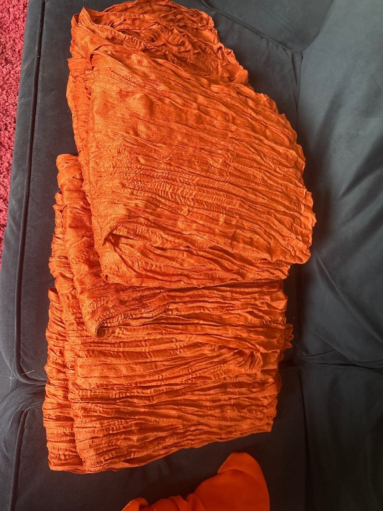 Orange Crinkled Fabric table runners Good Condition