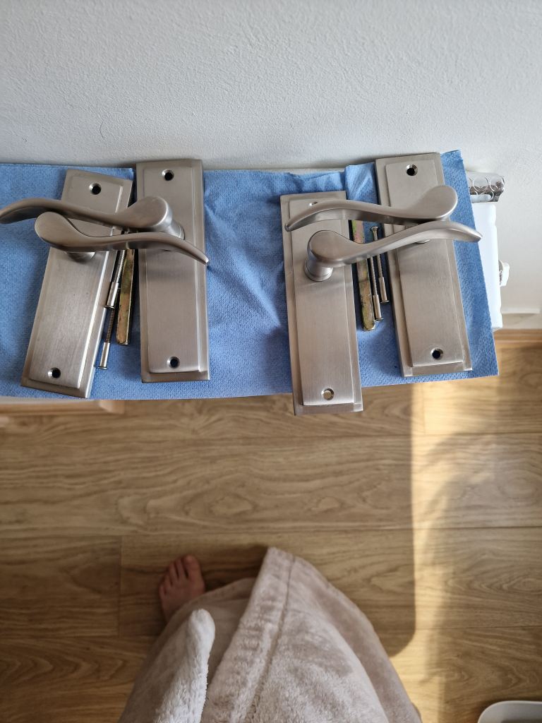 4 Pairs of Stainless Steel Door Handles - Good Condition