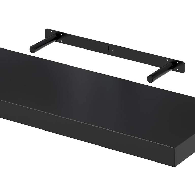 3x Black & Brown Rectangular Floating Shelves 80cm x 23.5cm