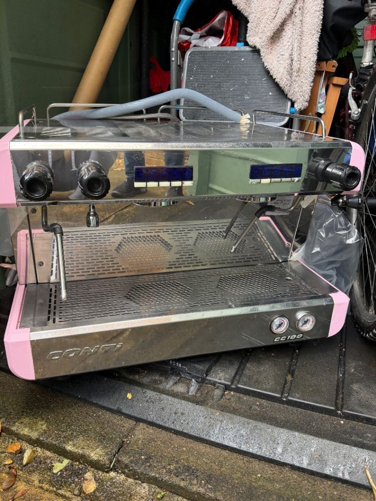 Conti CC102 Commercial Espresso Machine – Pink & Stainless Steel for Sale