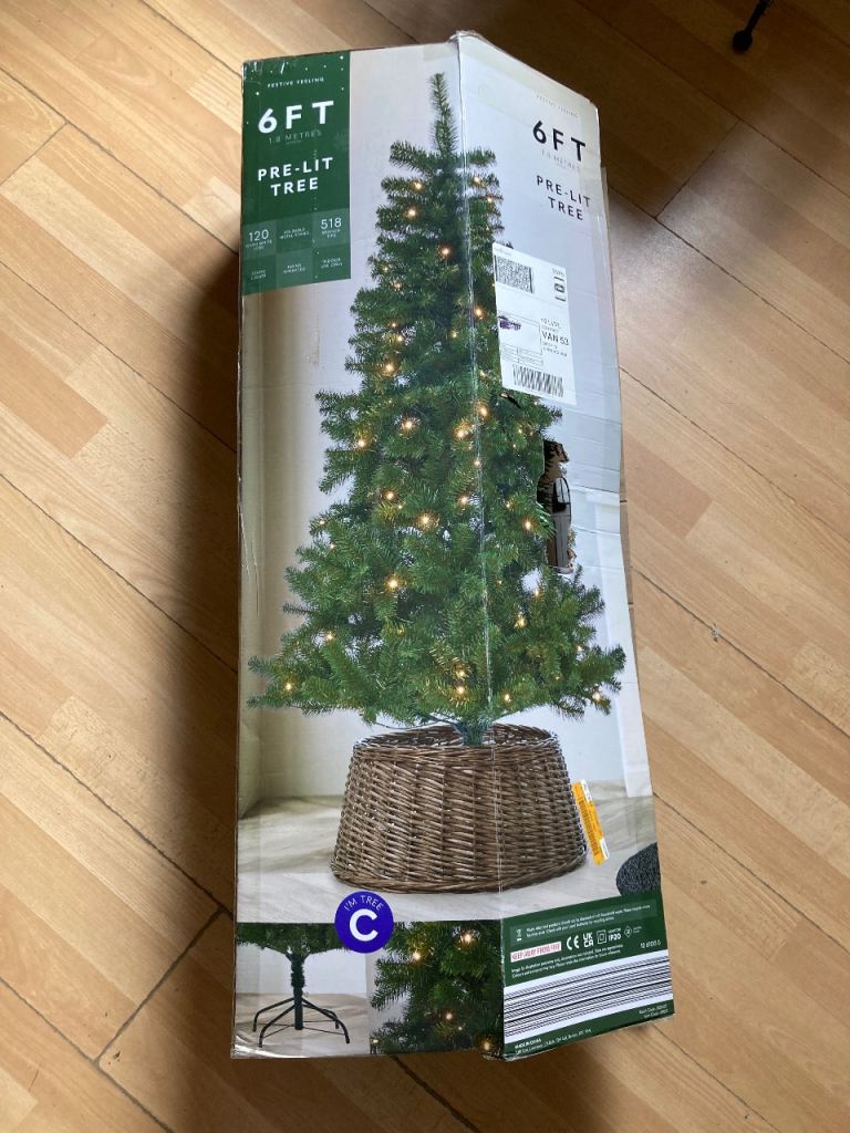 6FT Pre-Lit Christmas Tree with 120 Warm White LEDs