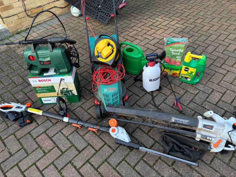Garden Tools Bundle: Lawnmower, Trimmer, Blower, Pressure Washer + More