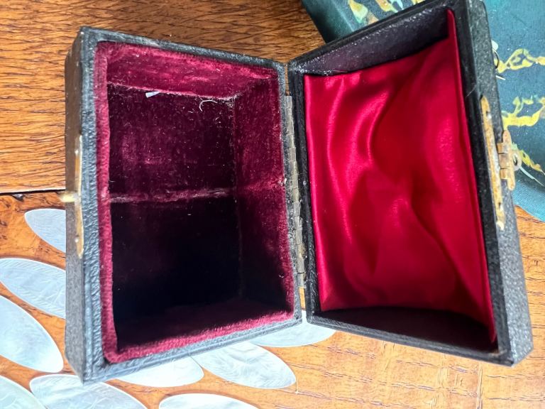 Vintage Small Black Box with Red Velvet Lining