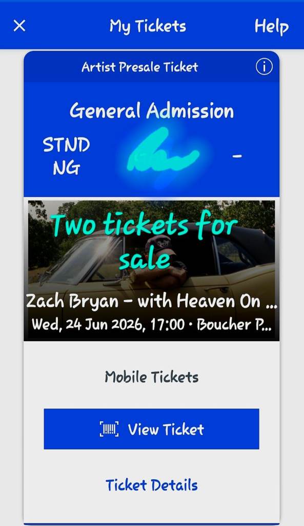 2 zach bryan tickets