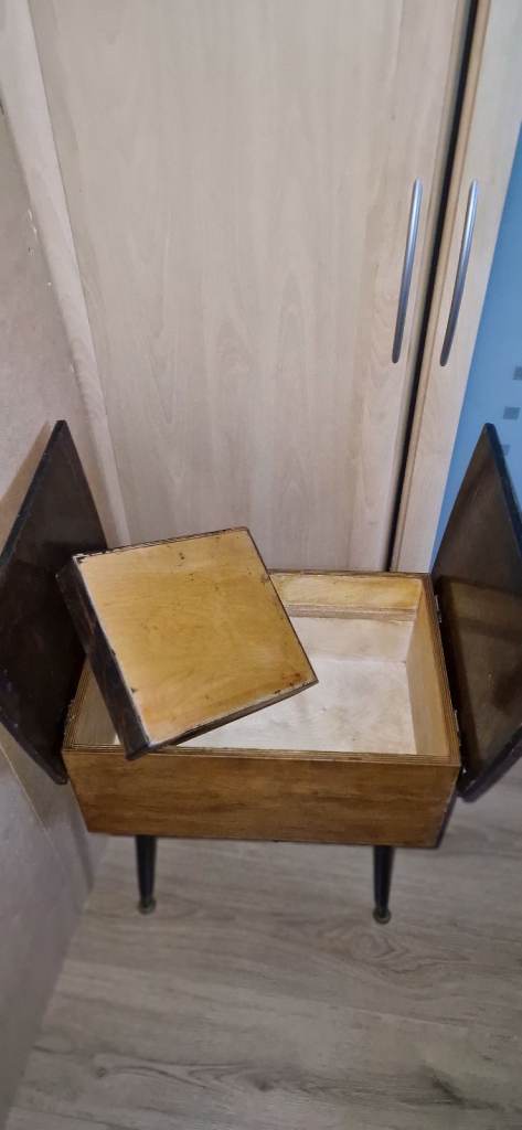 Mid Century Maple/ebony Sewing Box with Removable Dansette Legs