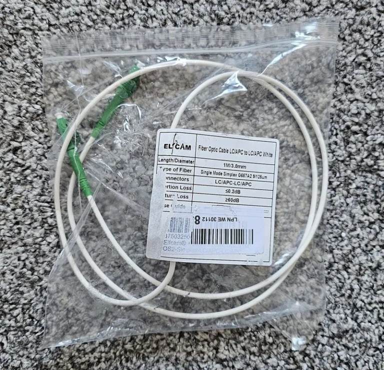 1m Fiber Optic Cable LCAPC to LCAPC Simplex Singlemode 9125μm LSZH, Compatible with FTTH Cables