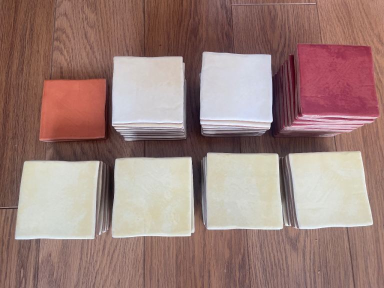 66 x Vintage TRV Italian Ceramic Tiles - 10cm square