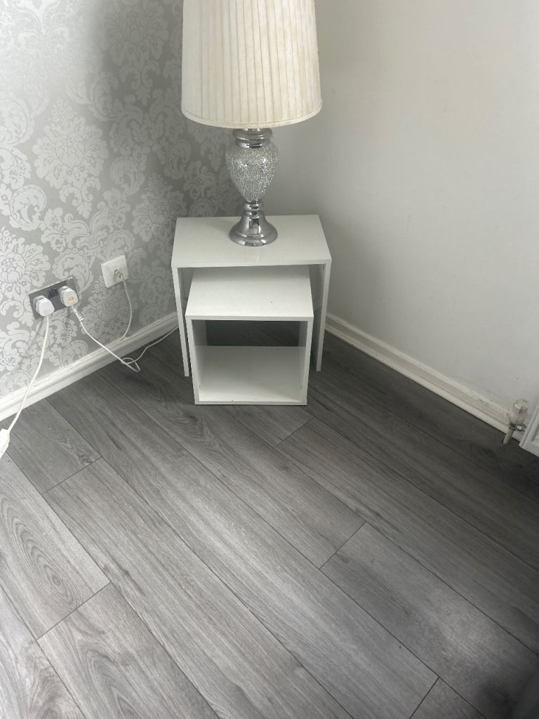 Set of Two White Nesting Tables – Good Condition