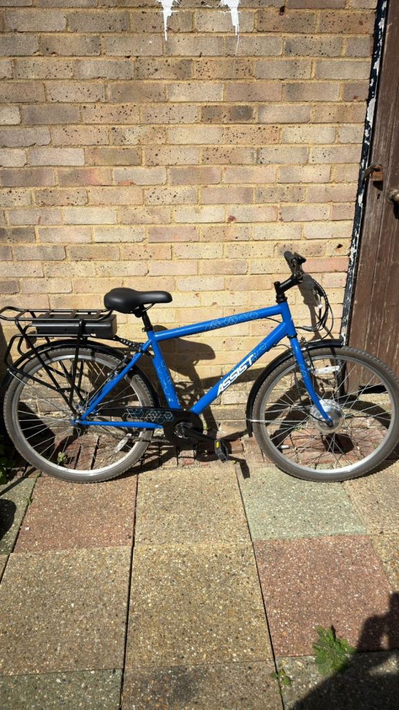 Assist Electric City Bike with Rear Rack – Blue, Good Condition