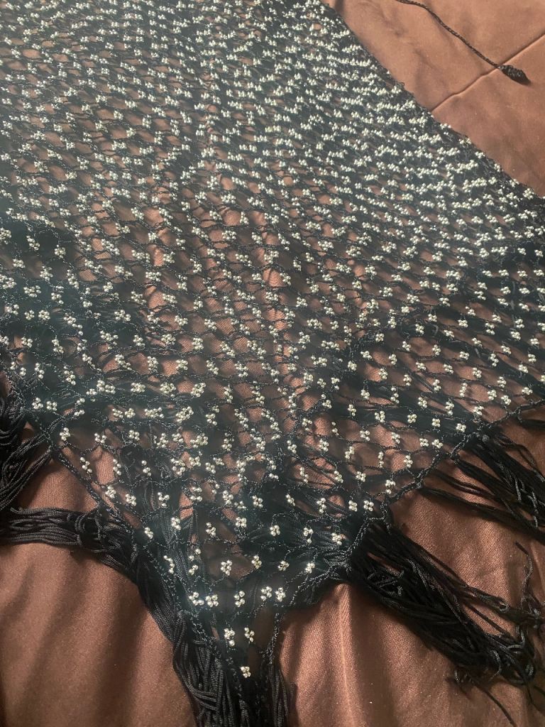 Black Beaded Shawl  Good Condition