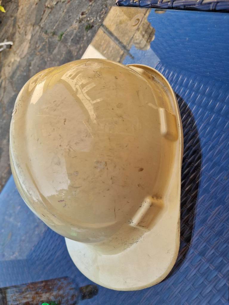 Vintage Safety Hard Hat – Beige, Fair Condition