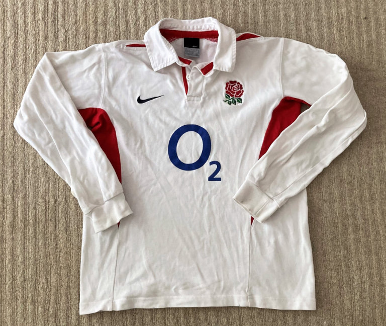 VINTAGE ENGLAND RUGBY HOME SHIRT 2003/04 TOP JERSEY MB (AGE 10-12) WORLD CUP SIX NATIONS KIT RWC