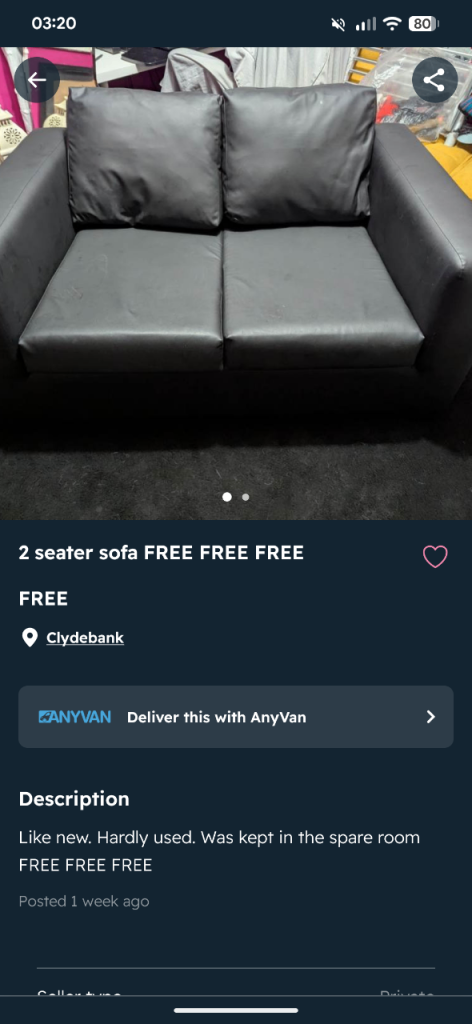 Free 2 seater sofa