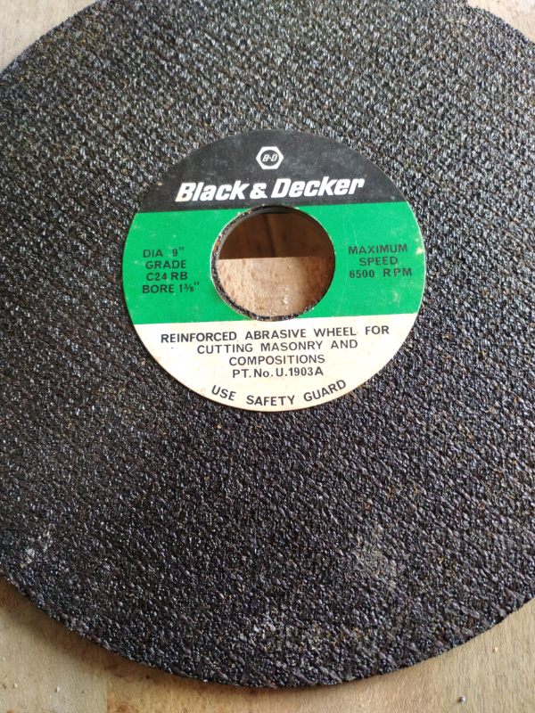 Black and decker reinforced abrasive wheel for cutting masonry
