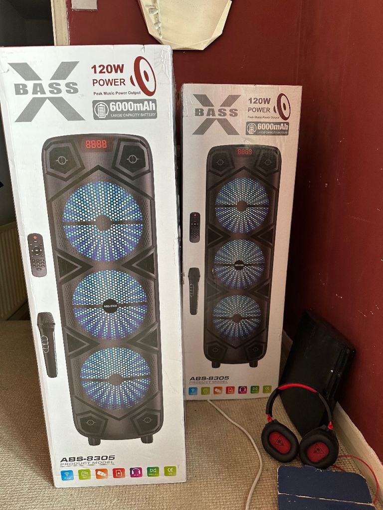 New X-BASS ABG-8305 120W Portable Bluetooth Speakers with Microphone