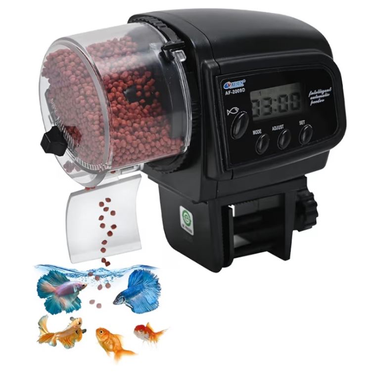 Aquarium Automatic Fish Feeder Auto Fish Food Feeder with LCD Display for Aquarium - Anti-Jam Design
