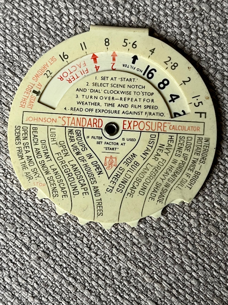 Vintage ~  JOHNSON Standard Exposure Calculator Photographic Accessory