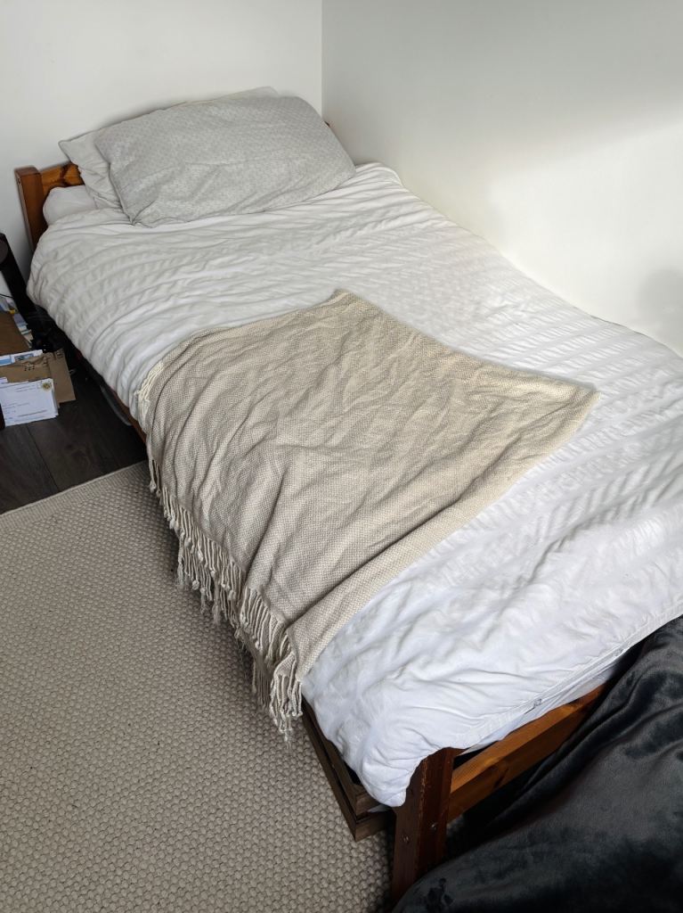 Single Pine Bed Frame + Mattress included