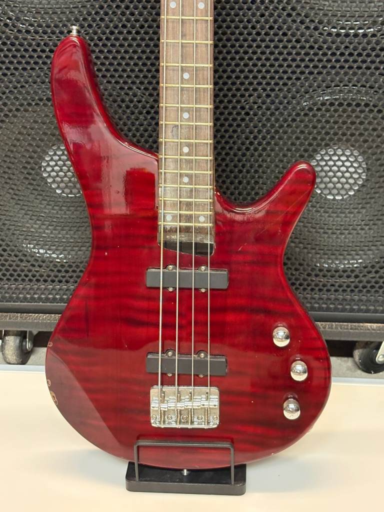  Lindo 4-String Vintage Electric Bass Guitar. Cherry red shimmer. Nice tone