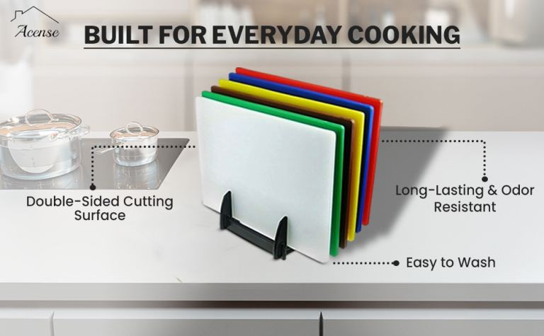 NEW – Commercial Catering Colour Coded Chopping Board Set (6) + Rack