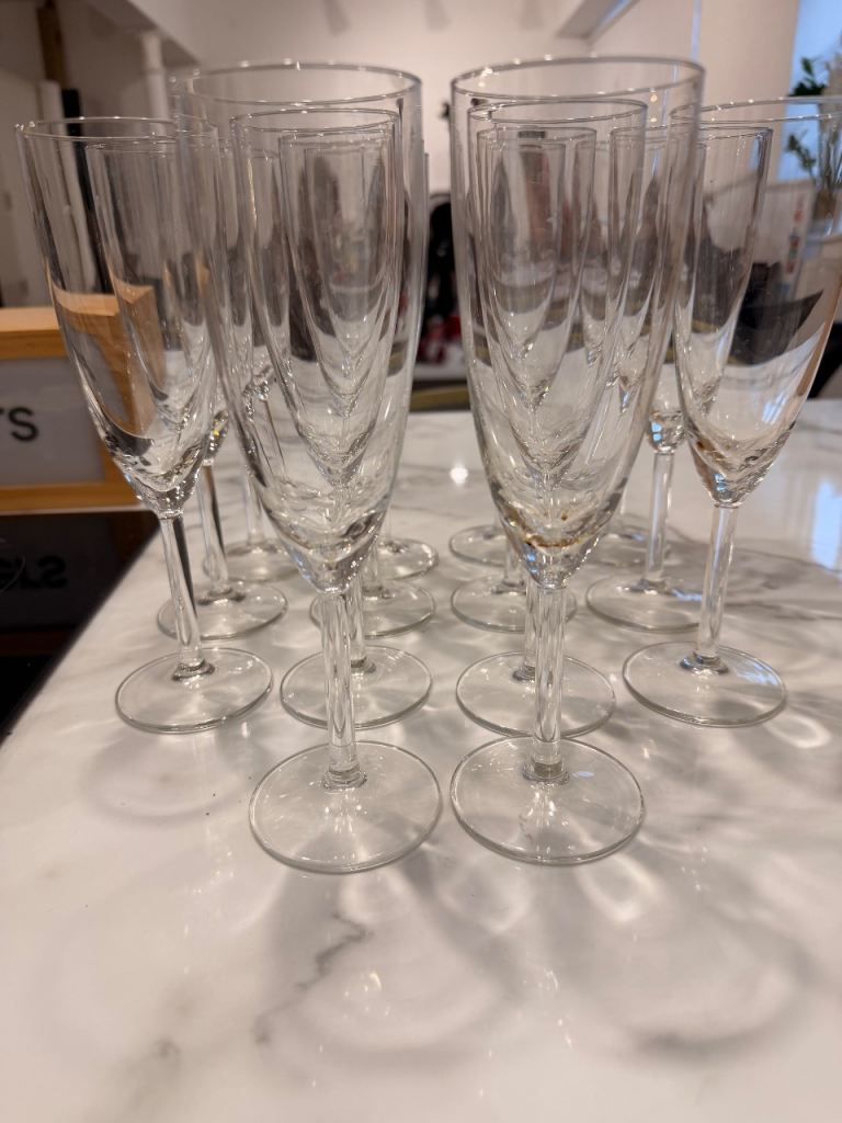 image for Champagne Glasses - Set of 14 - No Chips