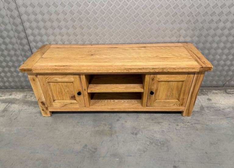 Large Rustic Oak TV Unit