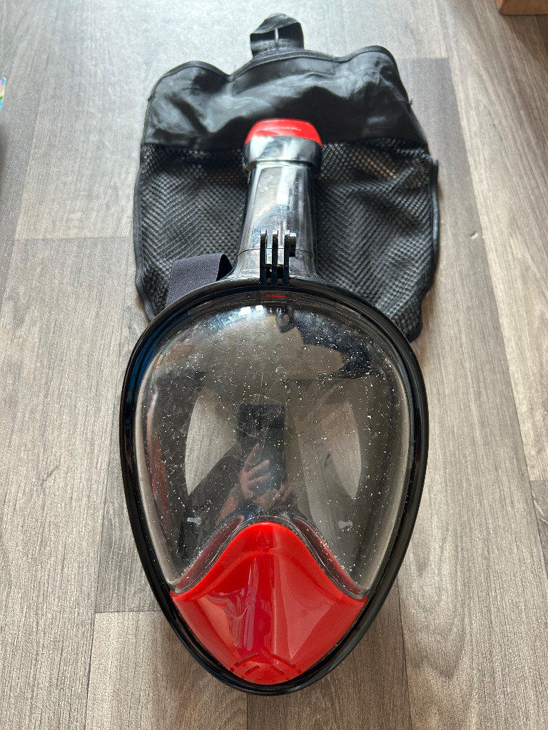 Free Breathing Full Dry Snorkeling Mask 180 Degree Vision Anti Fog Size S/M BLACK