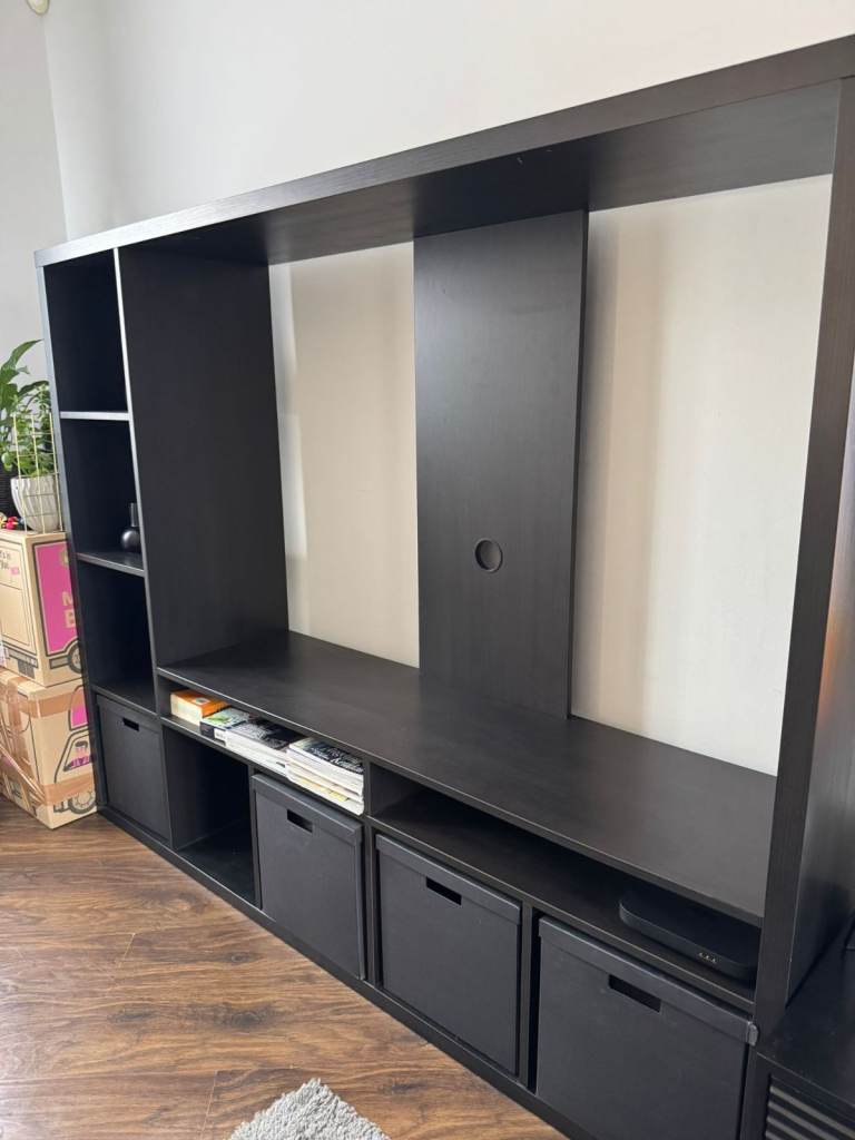 Large IKEA TV/storage unit in black-brown, in good condition