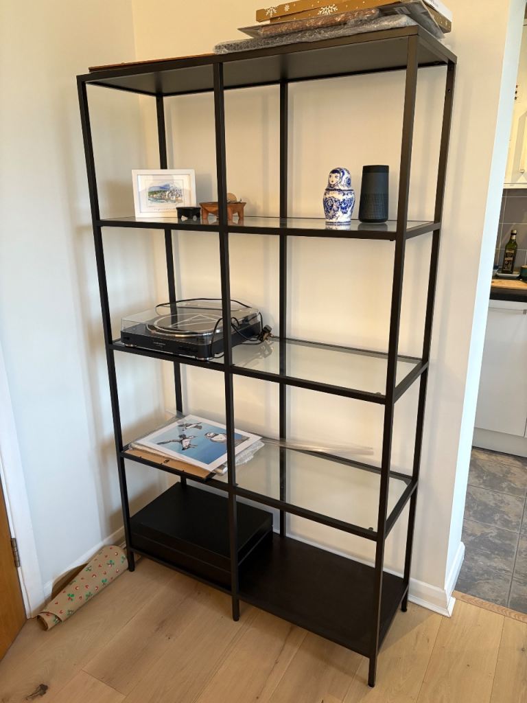 image for Glass and metal shelves, in good condition 