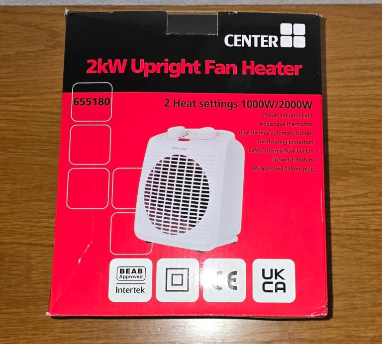 Center 2kw Upright Fan Heaters- Brand New