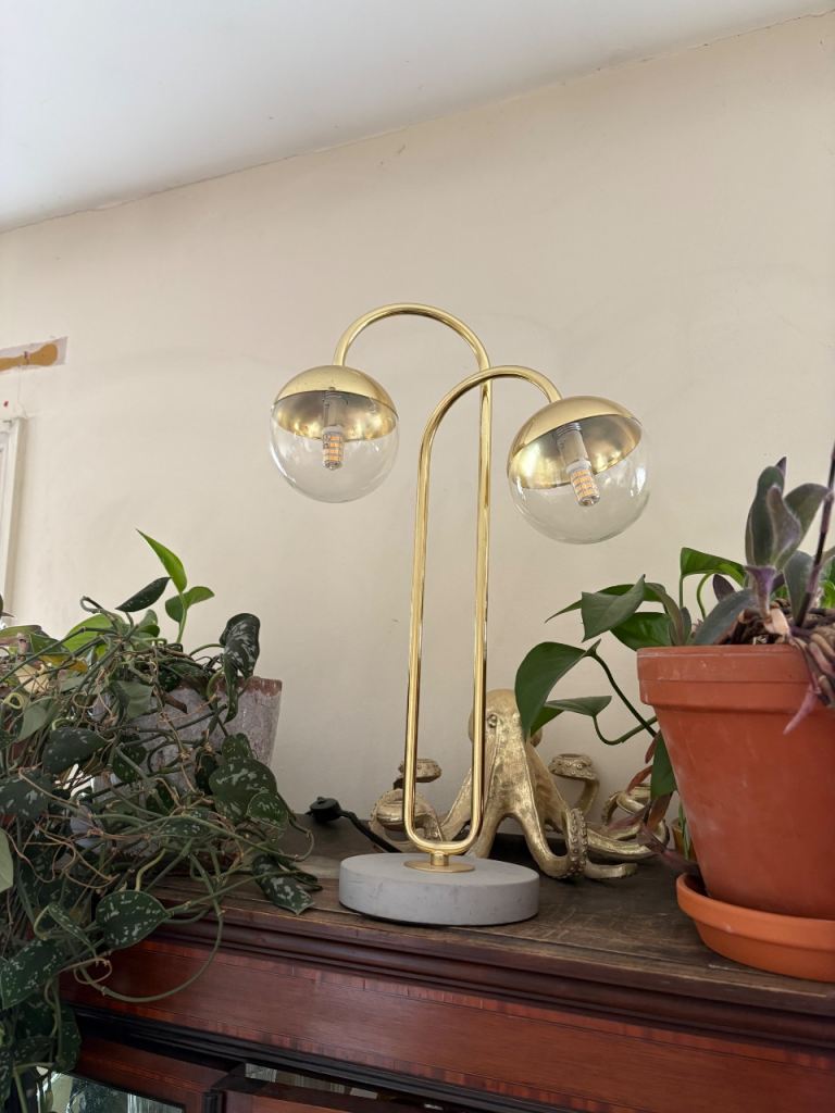 Gold lamp with two globes