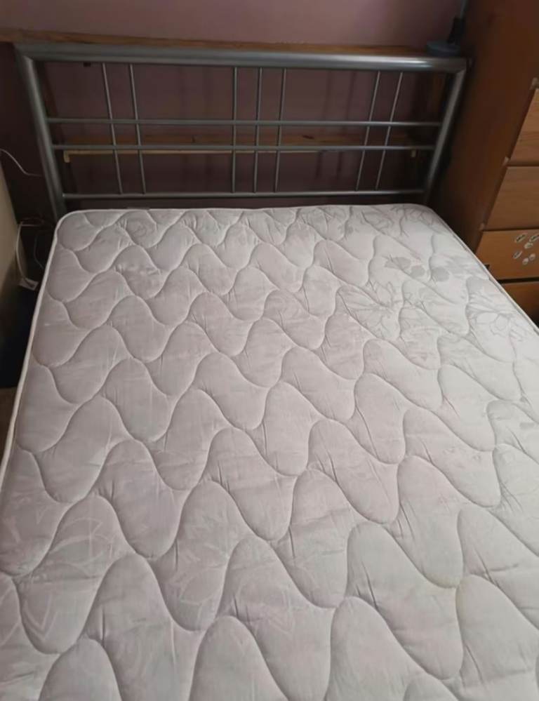 Double bed Steel Base & Mattress Free Delivery 
