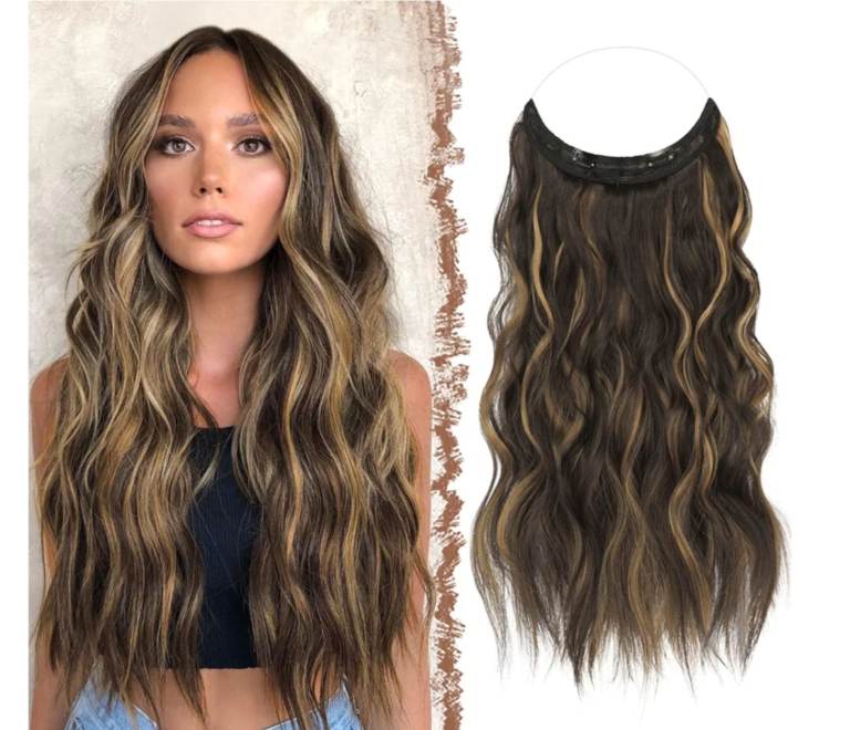 FESHFEN Invisible Wire Hair Extensions with Transparent Wire Adjustable Size with Clips