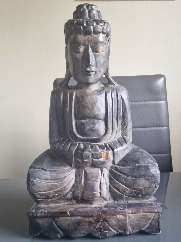 Hand-Carved Wooden Buddha Meditating Statue - Seated Pose