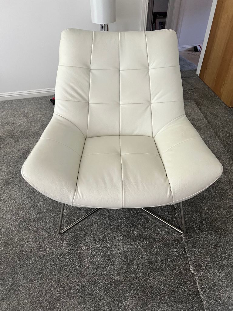 White Leather Designer Chair
