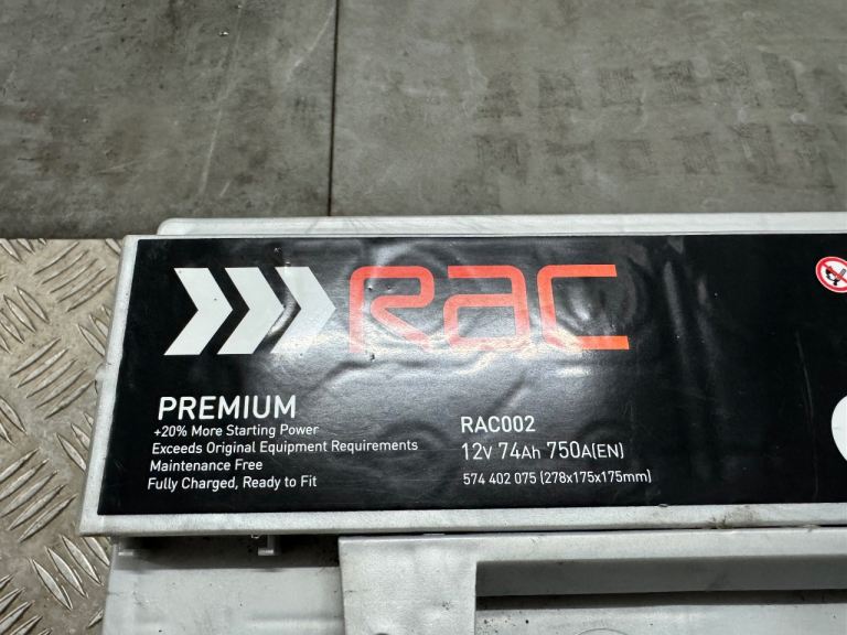 RAC premium varta 12 volt battery 74ah used condition