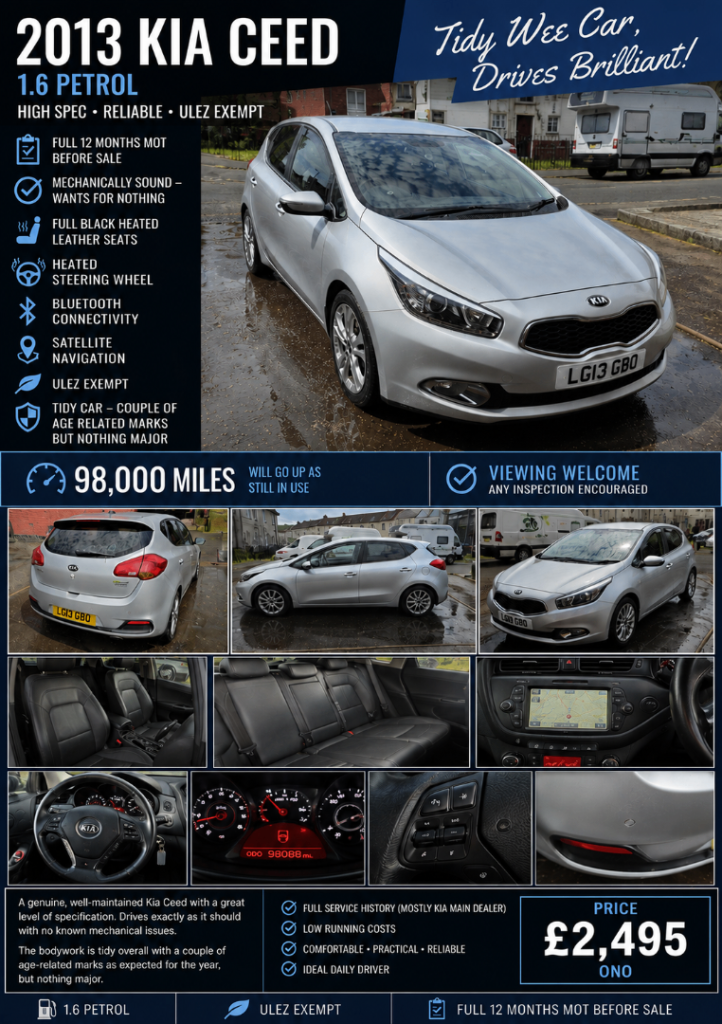 Kia, CEED, Hatchback, 2013, Manual, 1591 (cc), 5 doors