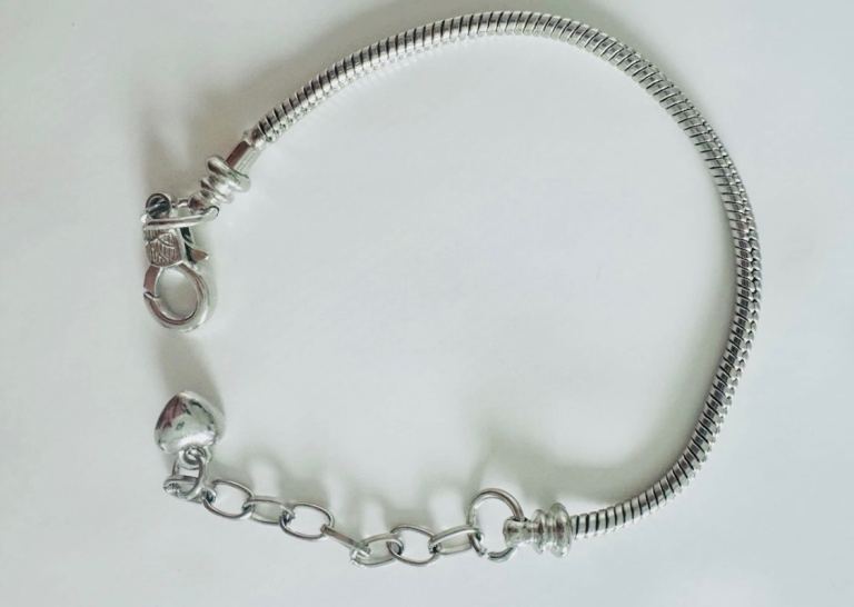 Women's Girls Silver Stainless Steel Charm Bracelet 