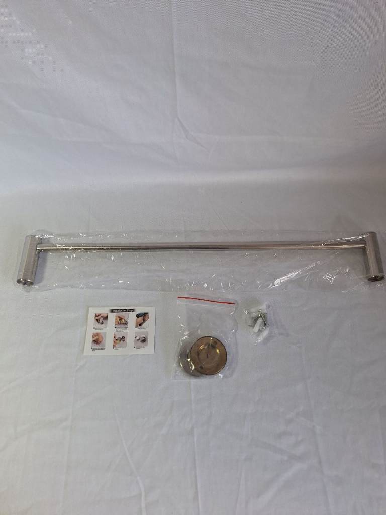 Single Stainless Steal Towel Rail Rack Holder Wall Mounted Bathroom Kitchen UK 57cm 1.5cm thick