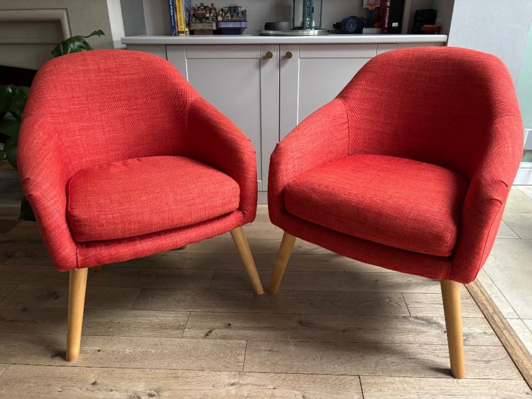 Made com accent chairs - Tuscan orange/red colour 