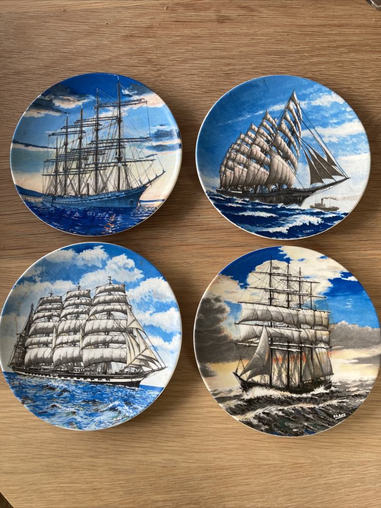4 X POOLE Pottery Tall Ships Vintage Plates