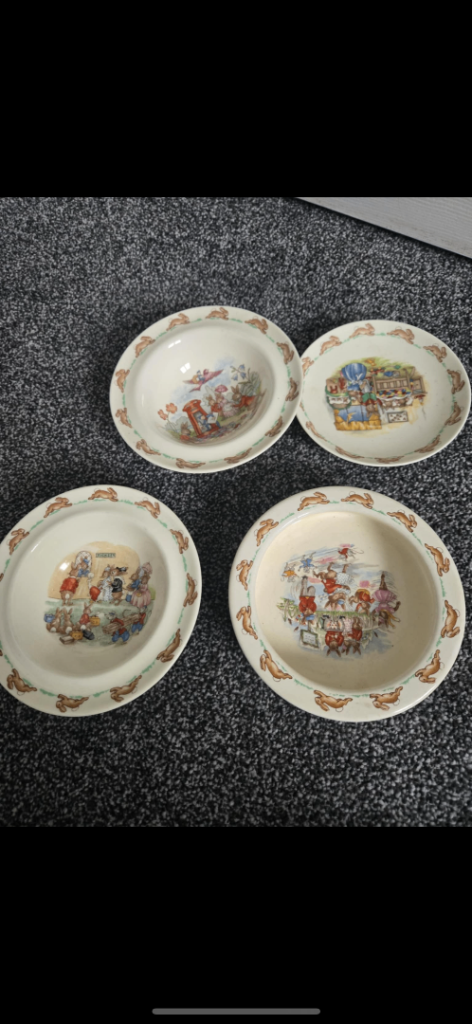 Bunnykins bowls and plate royal doulton