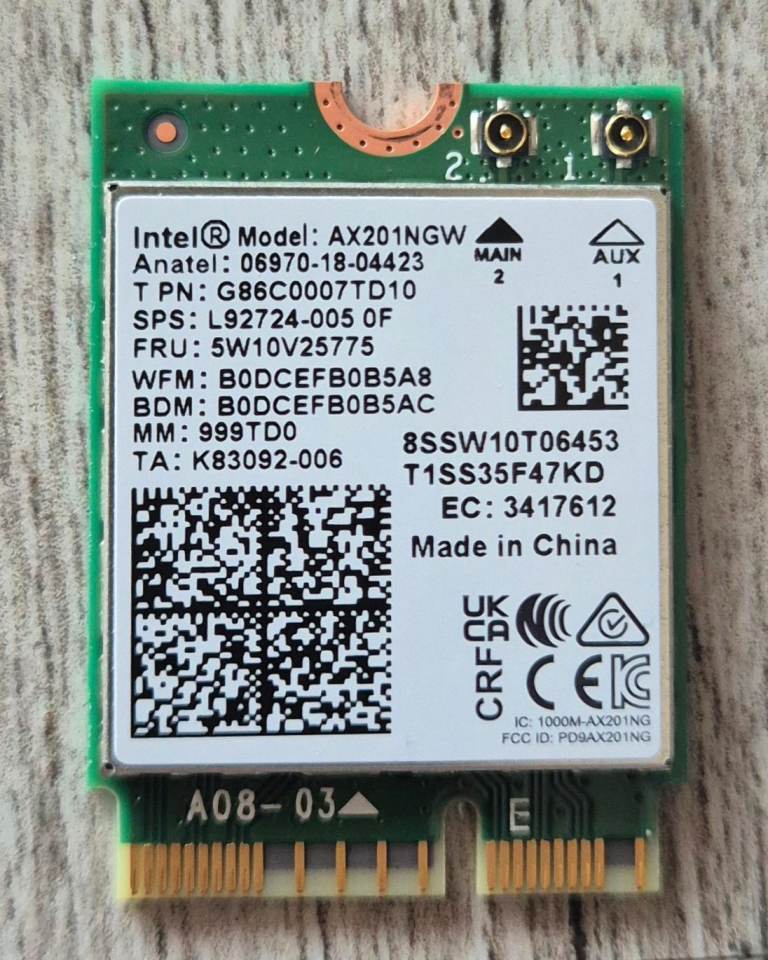 Intel AX201NGW Wi-Fi Wireless Card