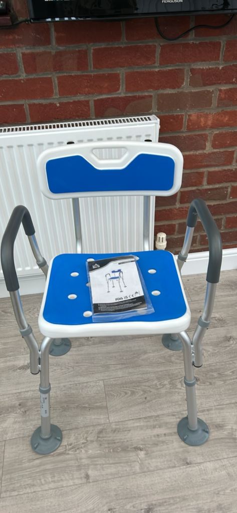 Sturdy shower chair for disabled with adjustable height