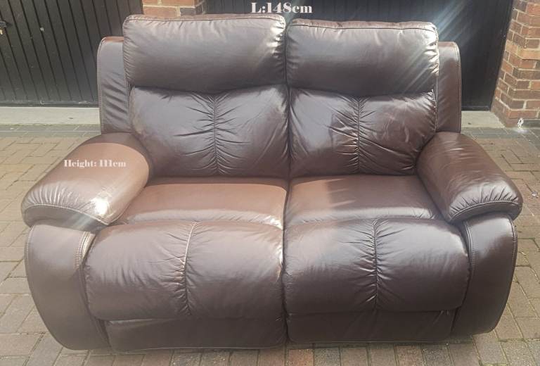 Local delivery option- Leather Two Seater Electric/Battery Recliner Sofa - Pet/smoke/child free home