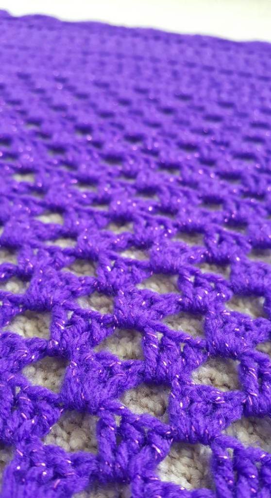 Granny Square Purple Shawl. Handmade Crochet Shoulder Wrap. Oversized Knitted Chunky Scarf