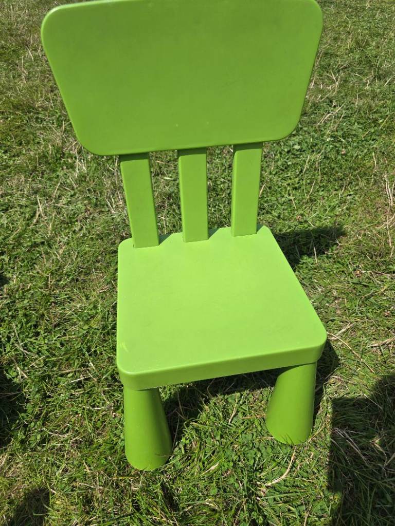 Children's chair ikea, green and blue