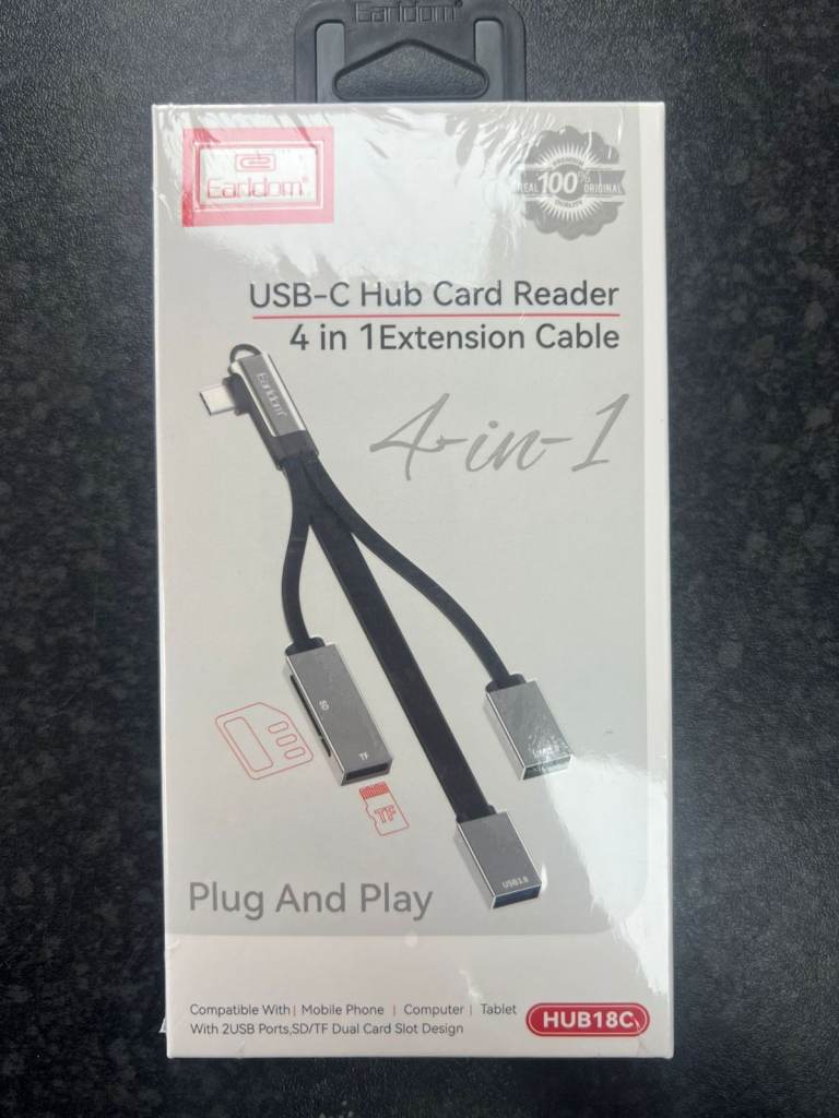 Earldom Mini Portable USB-C Hub – 4-in-1 Card Reader & OTG Adapter