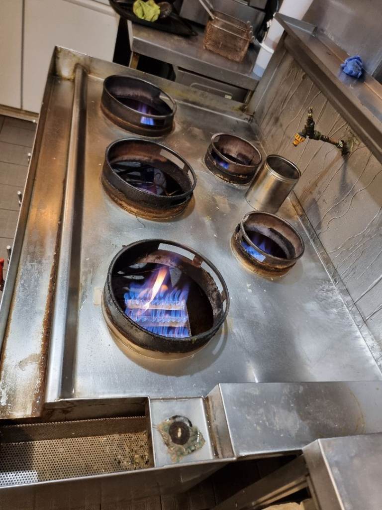 Commercial Gas Wok Cooker with Multiple Burners - Used Condition